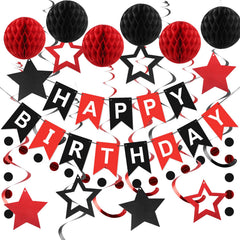 Meowtastic Happy Birthday Banner with bold red and black accents for festive celebrations.