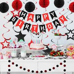 Meowtastic Honeycomb Balls add dimensional color to party décor.