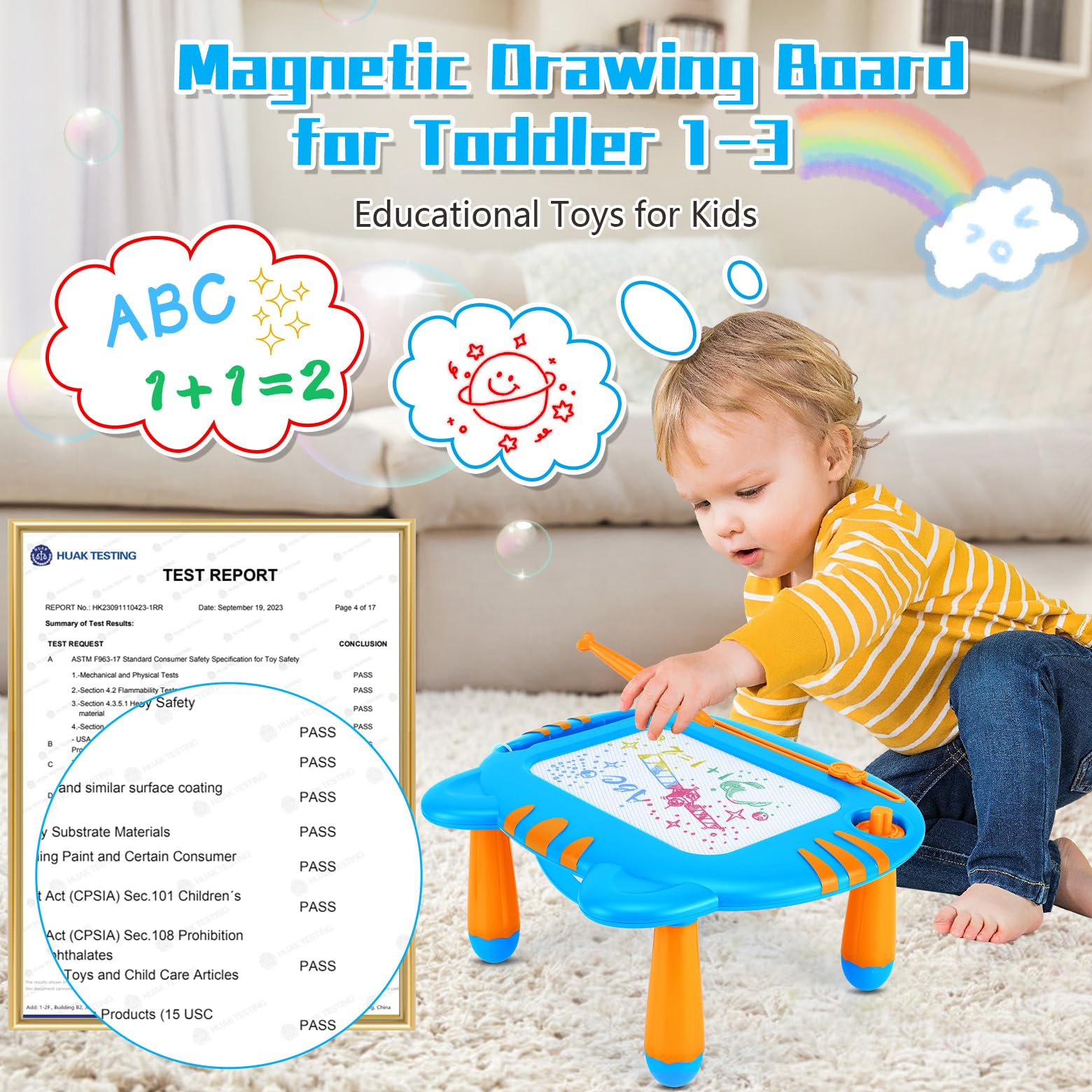 MERGUEZ doodle board with four detachable legs offering flexible drawing postures.