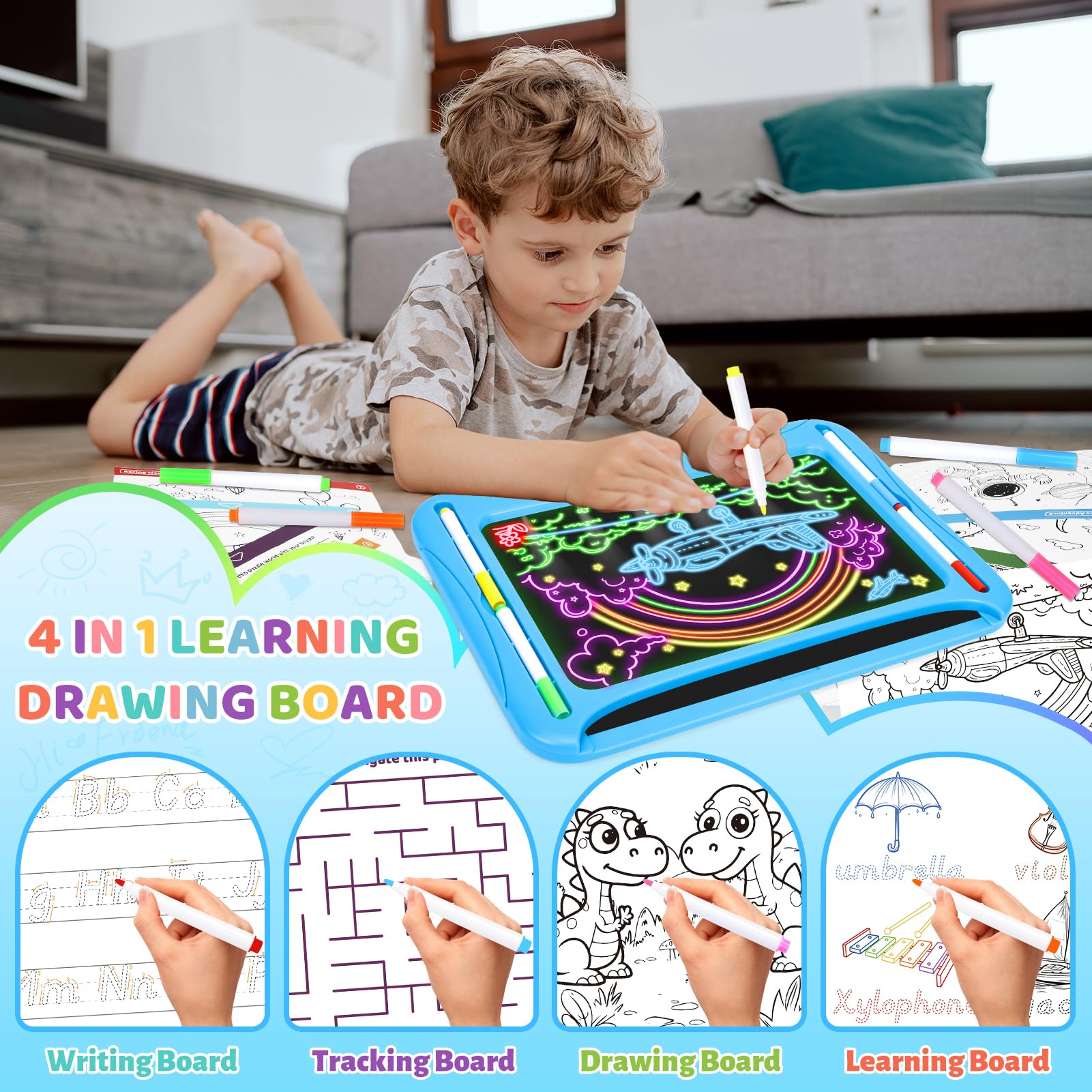 MERGUEZ reusable dry erase board reduces paper use during art.