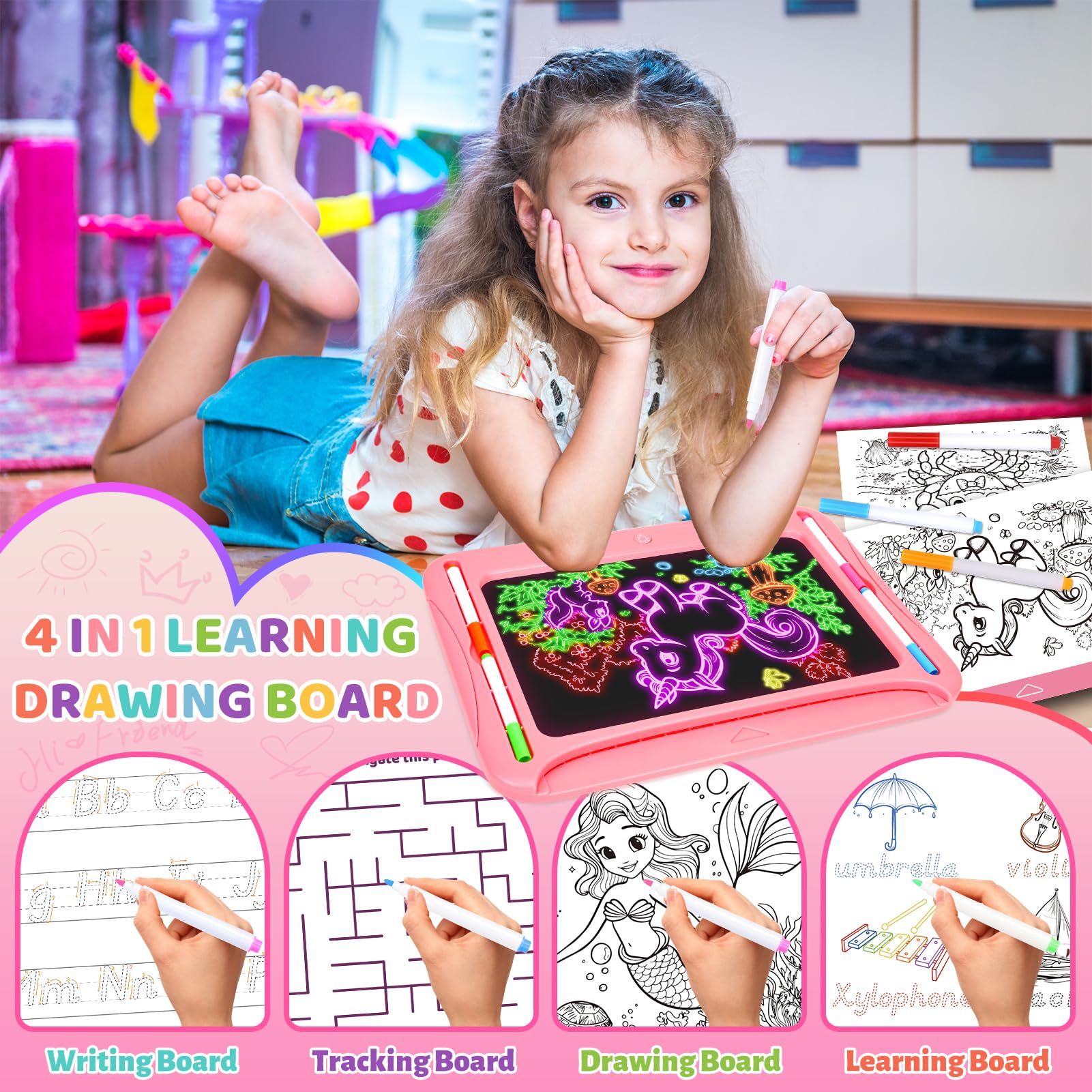 MERGUEZ Six washable markers provide bright colors with easy cleanup.