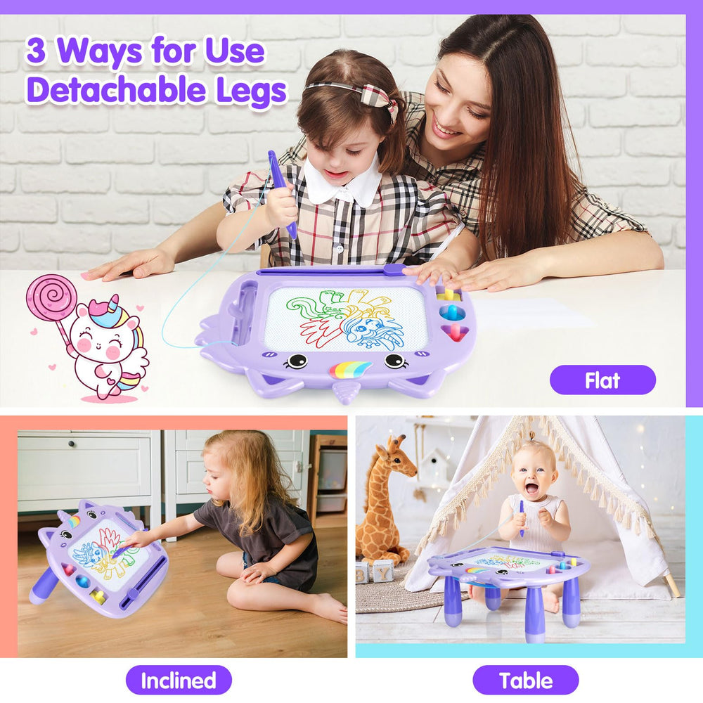MERGUEZ toddler drawing board with detachable legs for stable tabletop play.