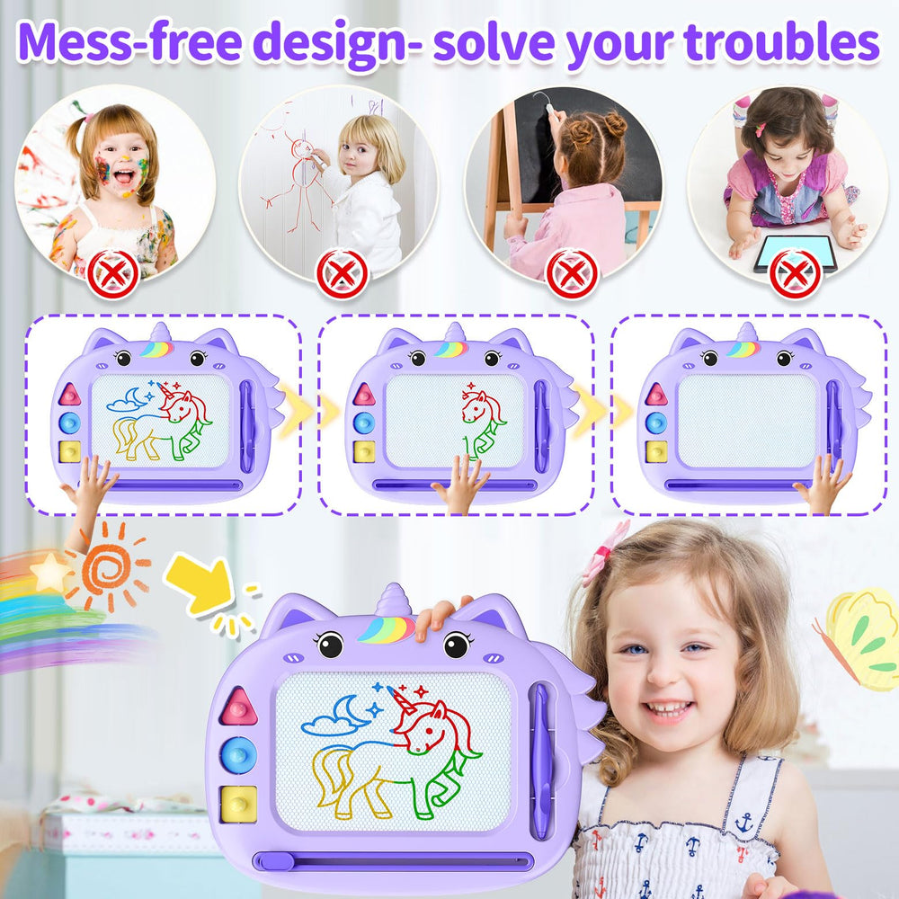 MERGUEZ unicorn board includes three stamps for guided shapes.