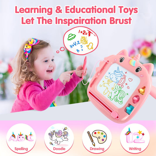 MERGUEZ unicorn doodle board with stylus and stamps for easy art