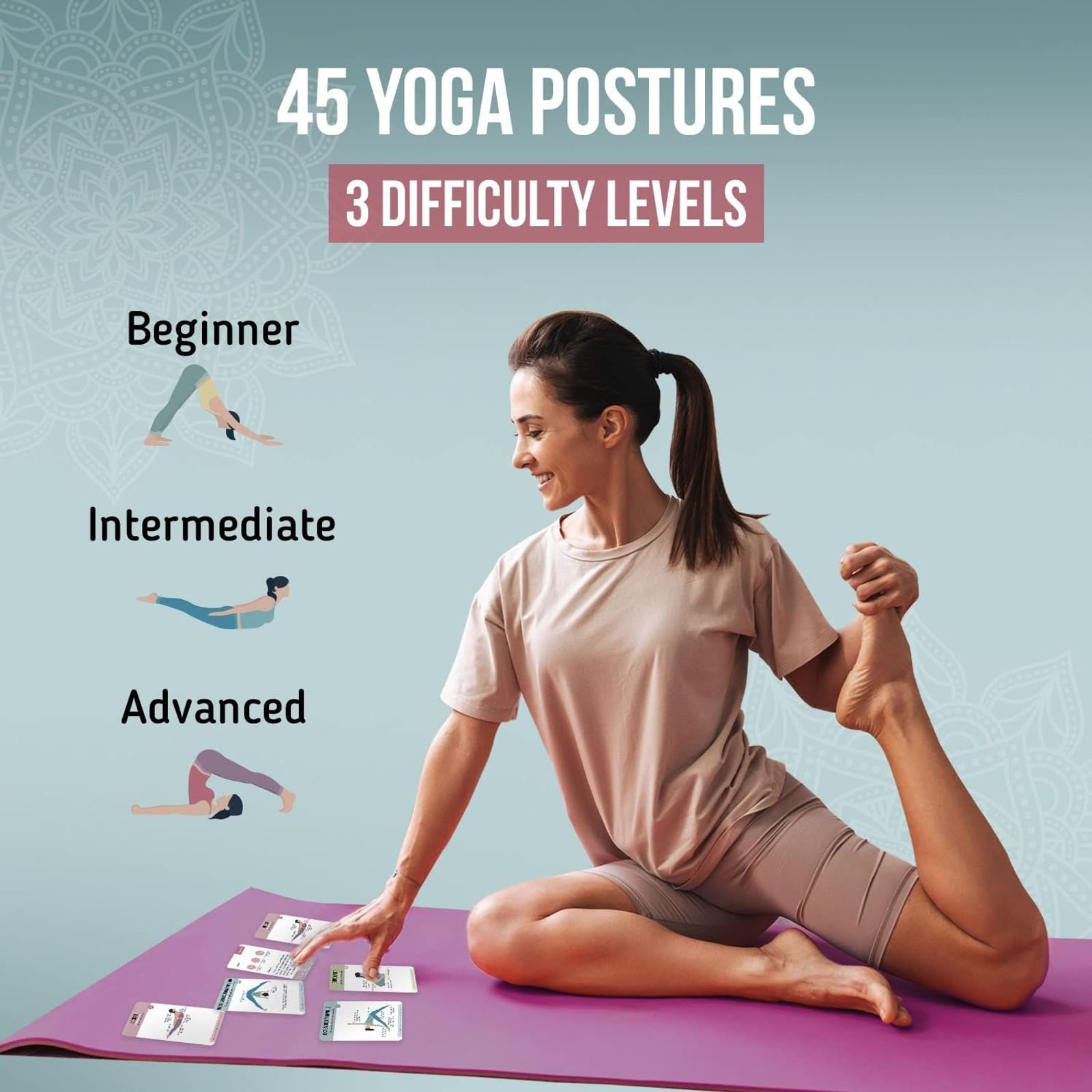 Merka Yoga Cards stack highlights portability for travel practice.