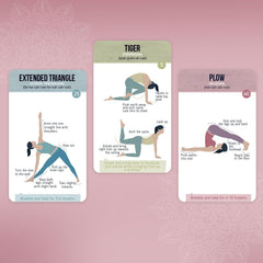 Merka Yoga Cards linked videos support guided progression from beginner to advanced.