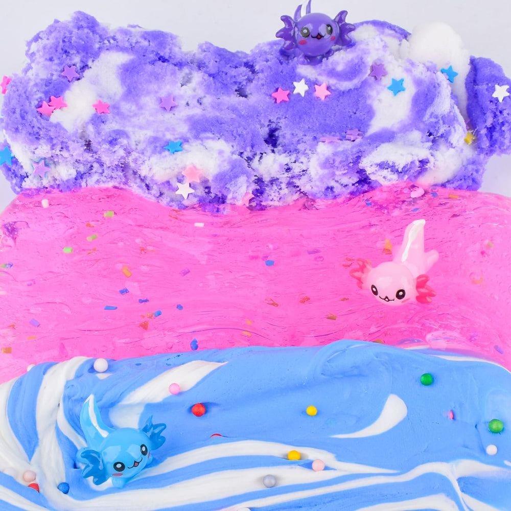 MERMAIDSLIME axolotl charms closeup pink charms spark imaginative play.