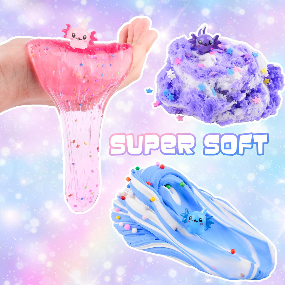 MERMAIDSLIME axolotl charms closeup purple charms spark storytelling fun.