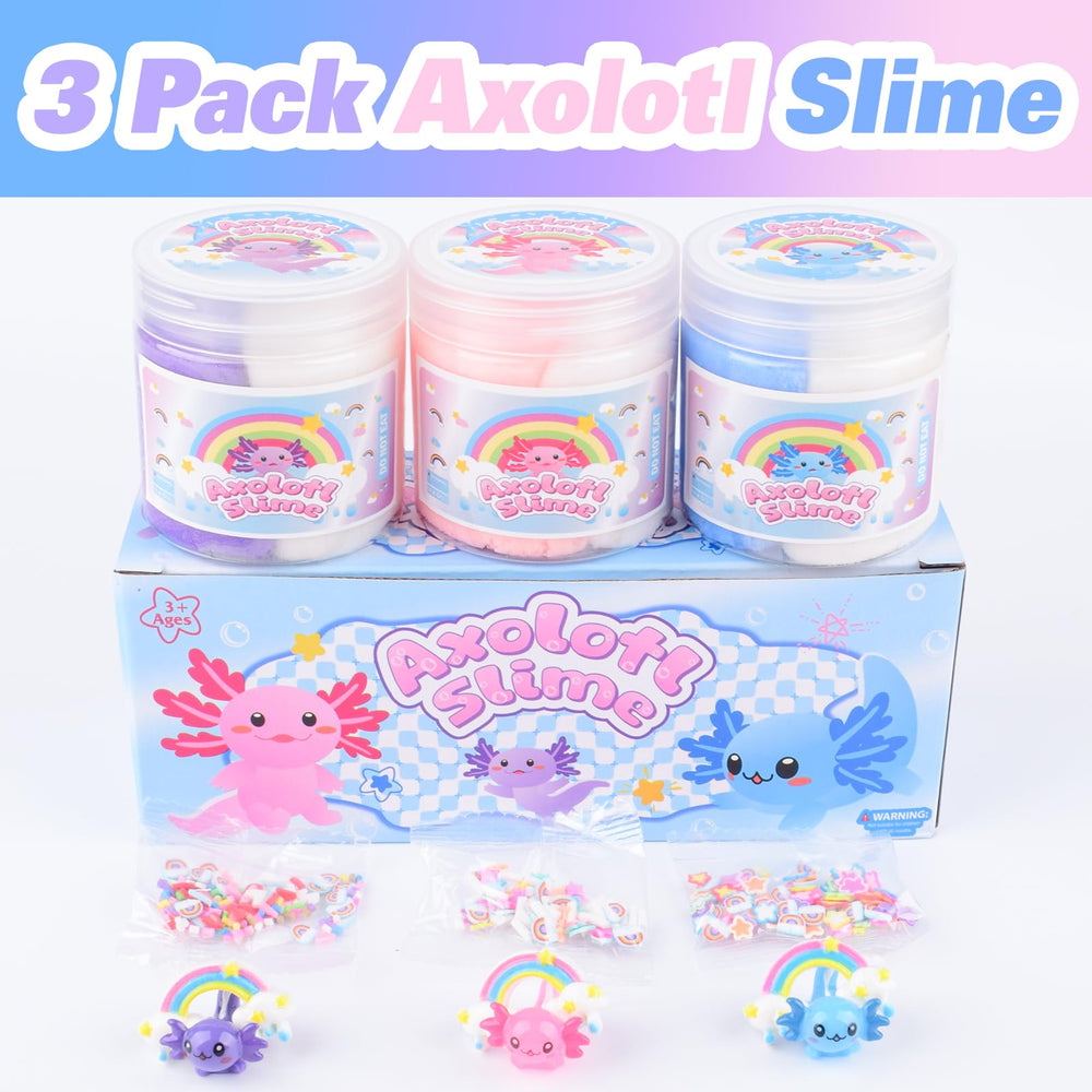 MERMAIDSLIME blue axolotl cloud slime bottle invites stretching and tactile fun