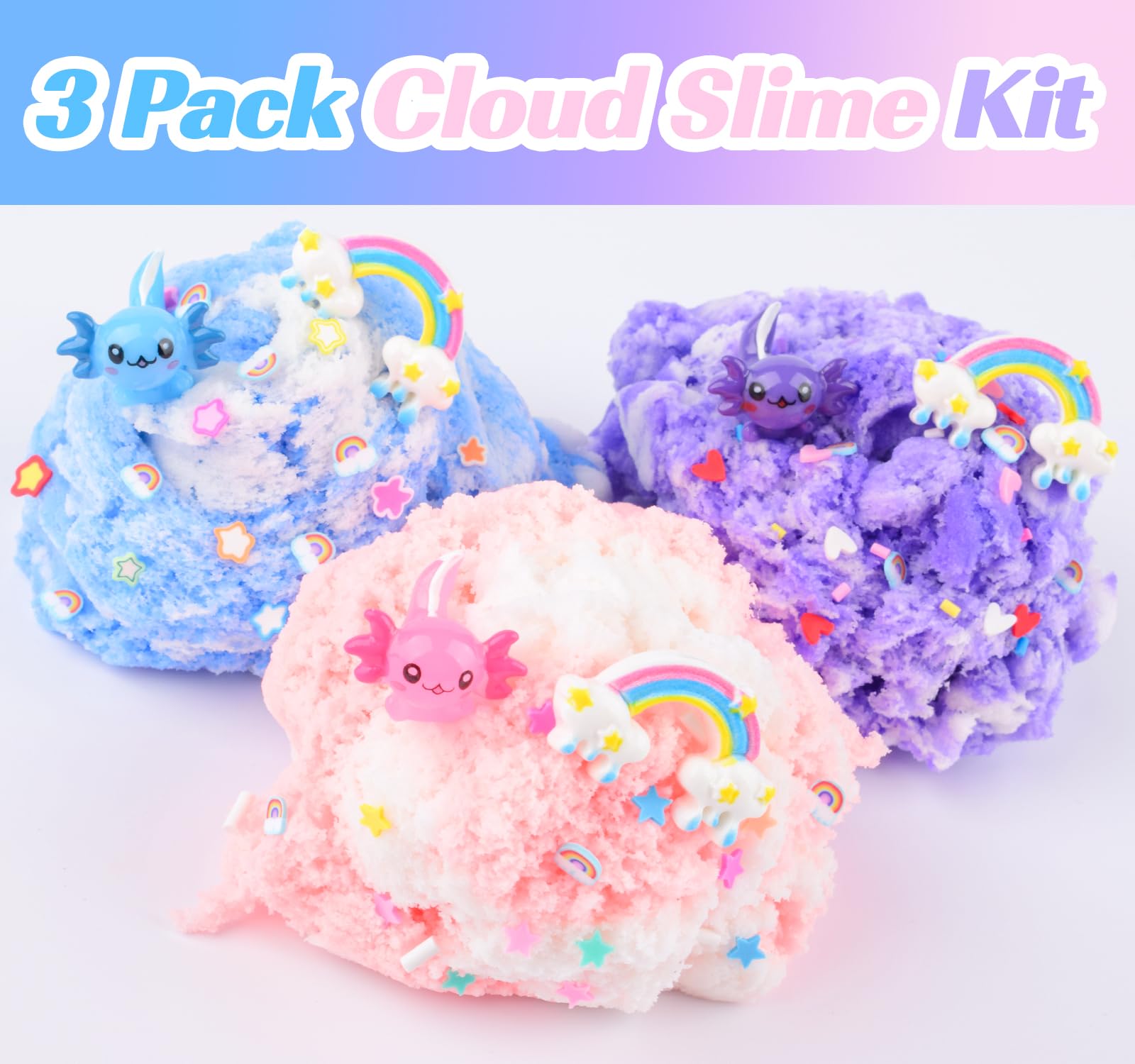 MERMAIDSLIME purple axolotl cloud slime bottle offers relaxing sensory play