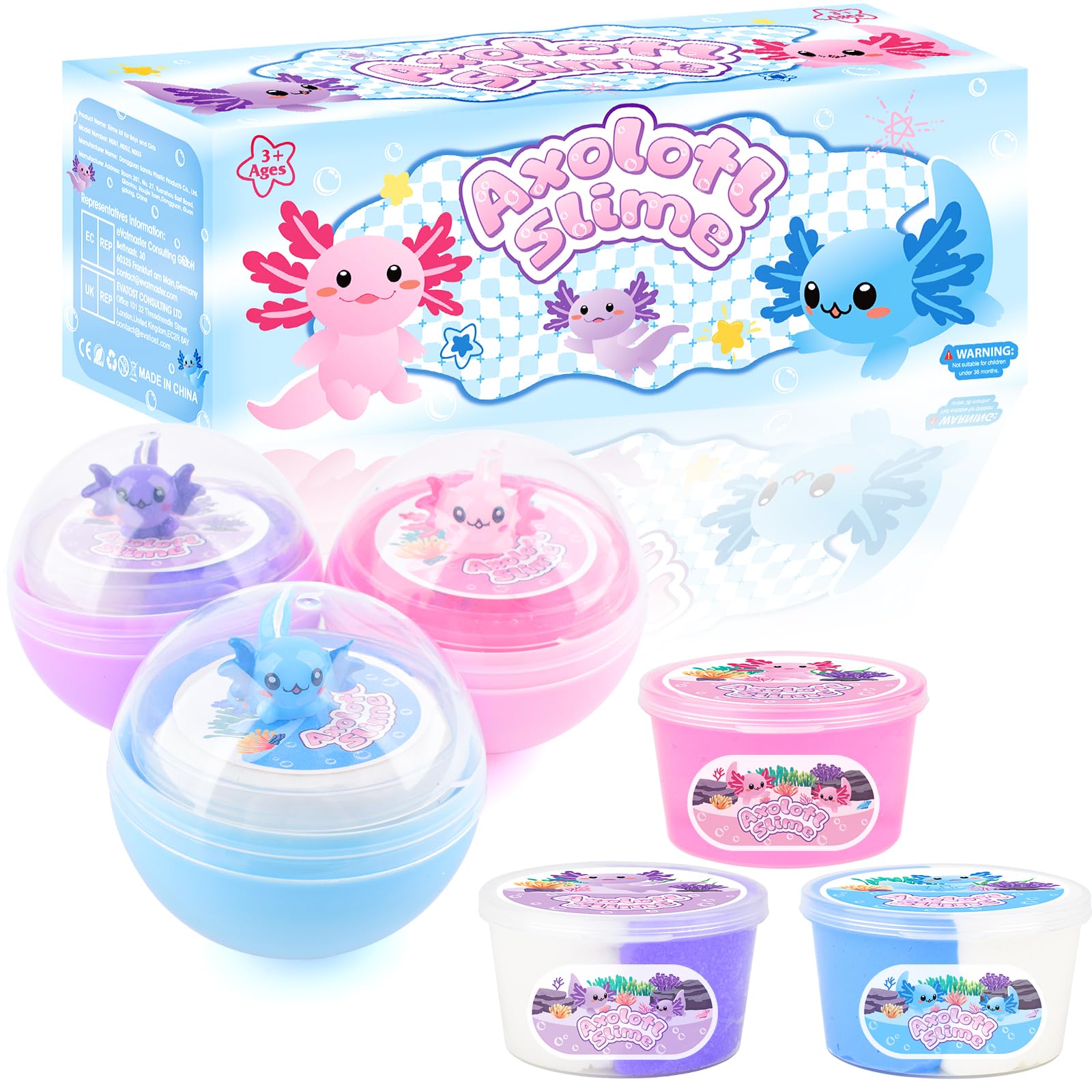 MERMAIDSLIME axolotl slime kit blue butter with charms boosts creative playtime.
