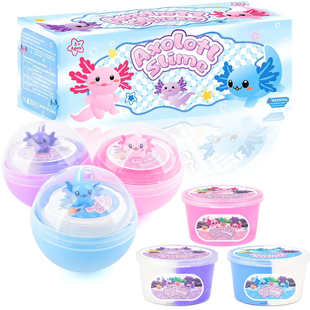 MERMAIDSLIME axolotl slime kit blue butter with charms boosts creative playtime.