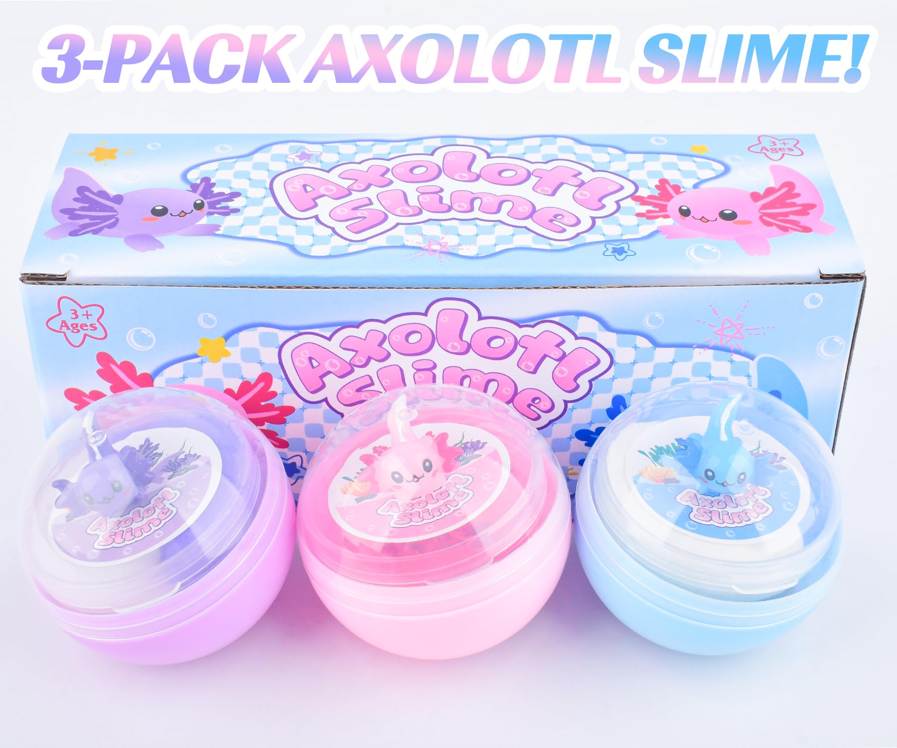 MERMAIDSLIME axolotl slime kit purple cloud sensory soothing for kids.