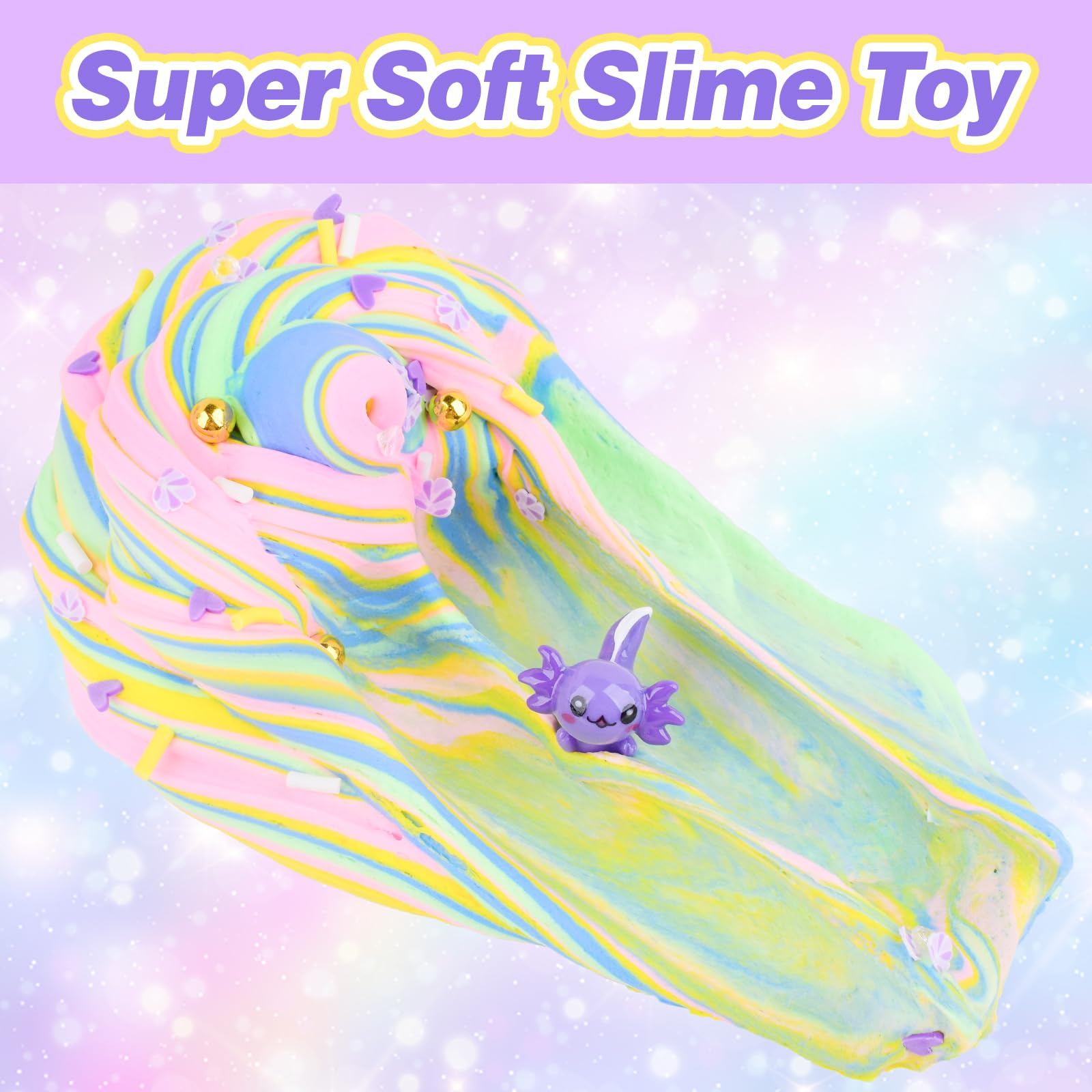 MERMAIDSLIME Soft, stretchable slime stays non-sticky for easy reshaping.