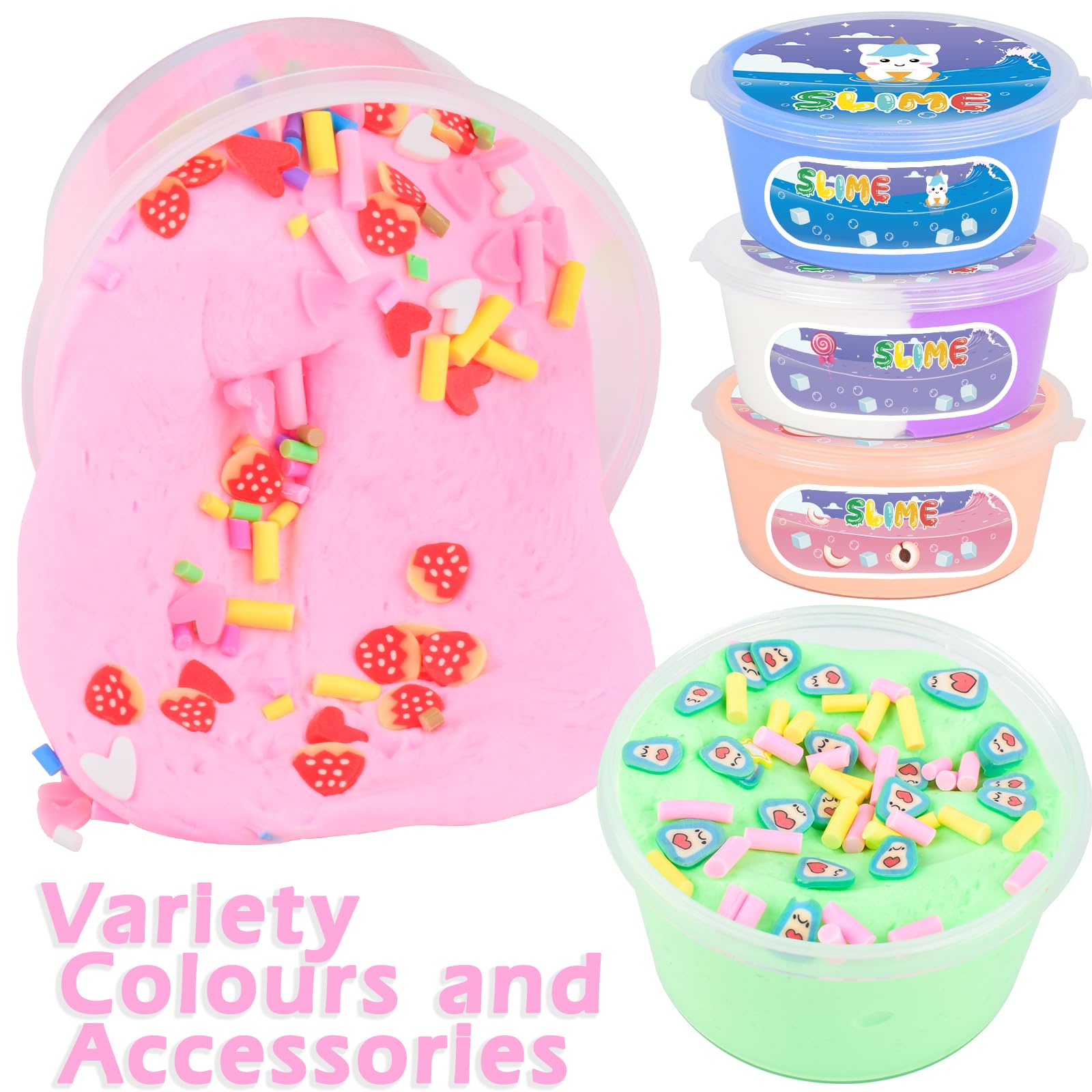 MERMAIDSLIME packaging and 15-pack assortment displayed for gifting.