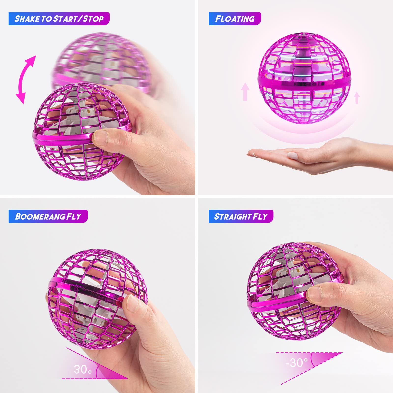 MERRYHOME Flying Ball Toy red packaging, ready-to-gift with safety notes.