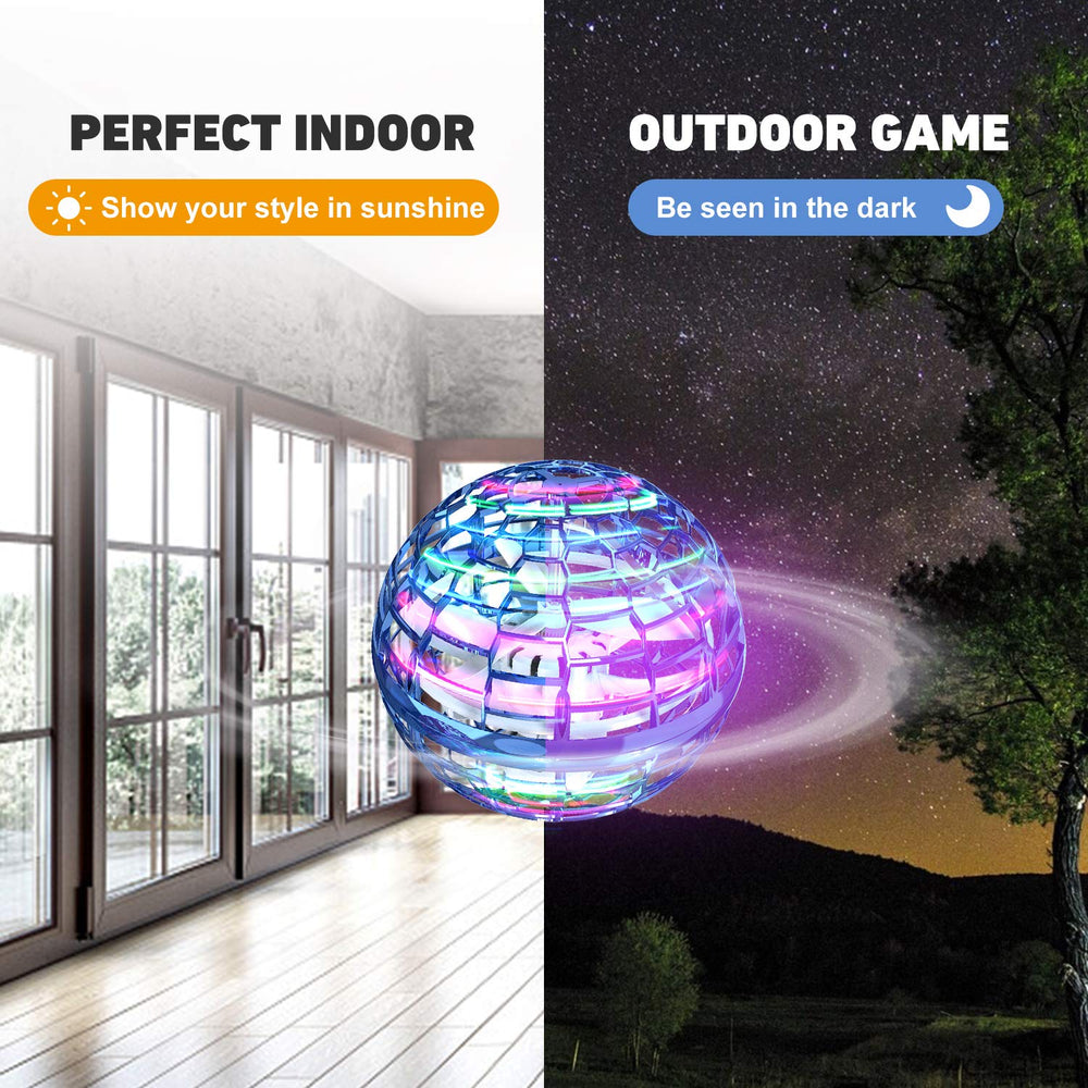 MERRYHOME Flying Orb Ball Toy blue in-flight action demonstrates 360° control.