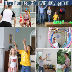 MERRYHOME Flying Orb Ball Toy blue in-hand view emphasizes portability.