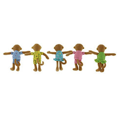 MerryMakers Five Little Monkeys puppets, each five inches tall, ideal for pretend play.