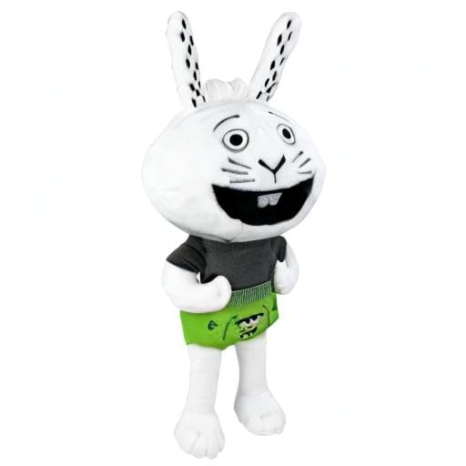 Jasper Rabbit stands 14 inches tall for reading and display