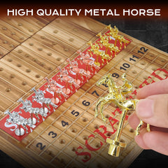 MerryPony 11 metal horses in gold, silver, and bronze ready to race on a tabletop