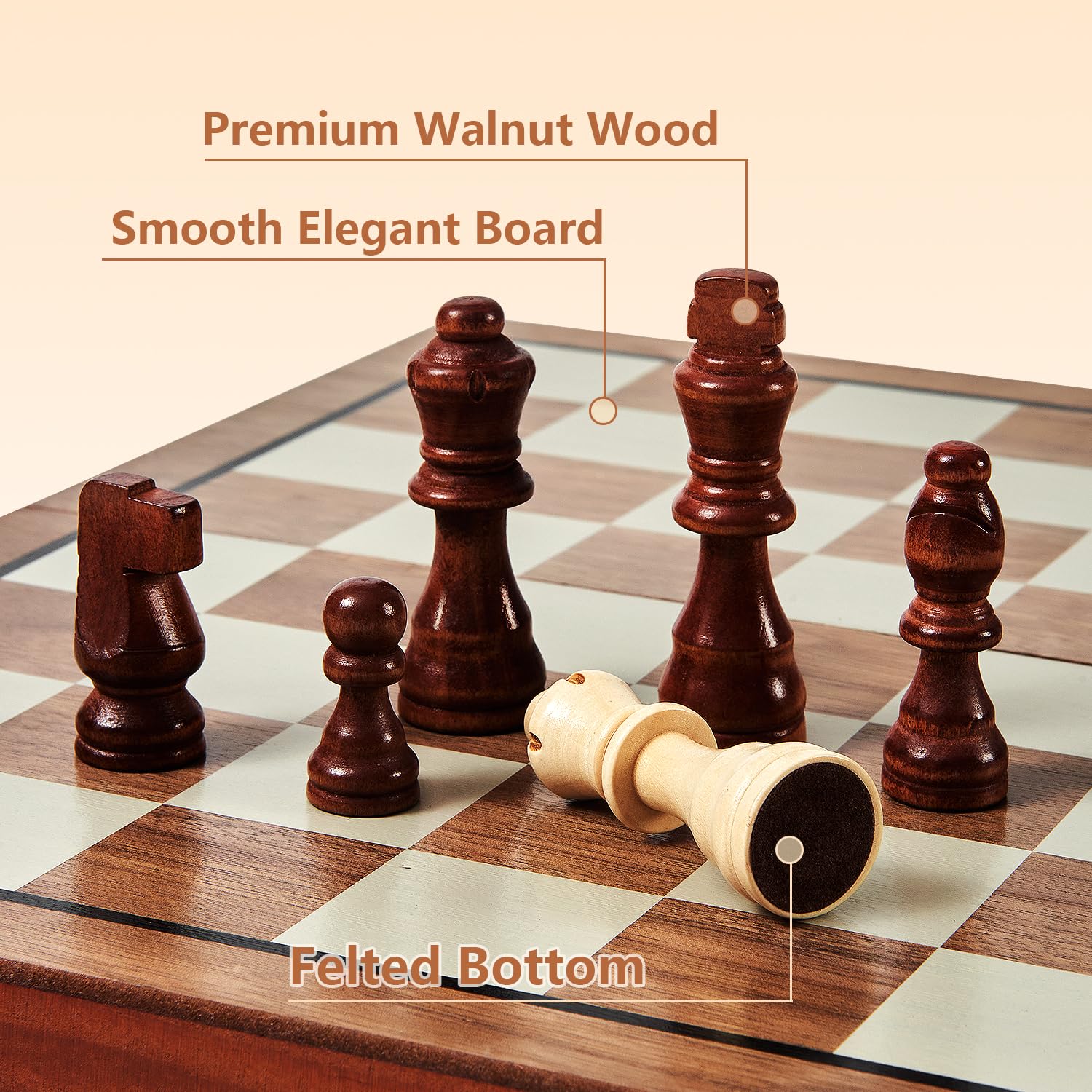 Foldable MerryPony chess board with built-in storage slots for on-the-go use