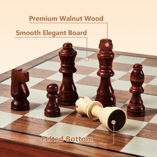 Foldable MerryPony chess board with built-in storage slots for on-the-go use