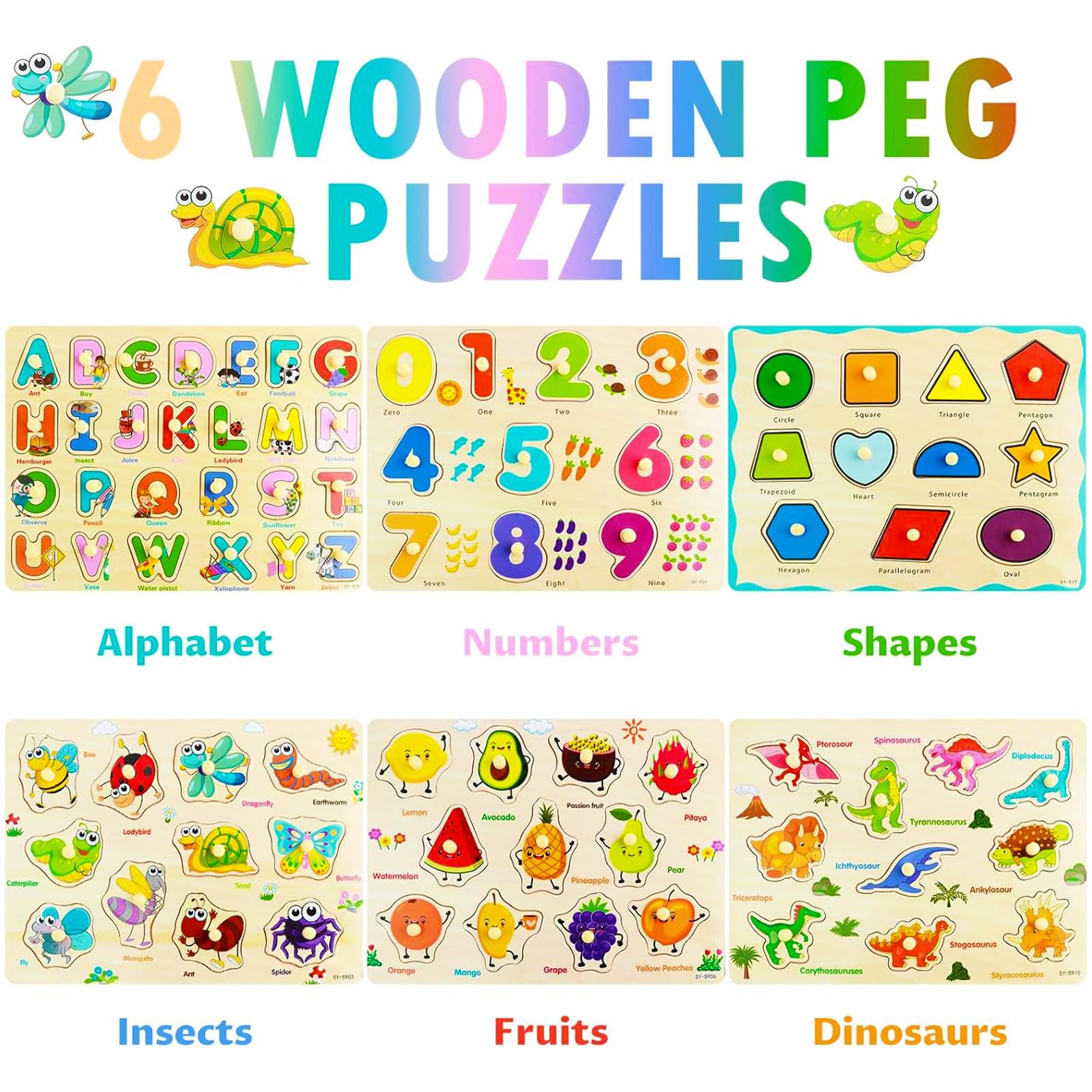 MerryPony peg puzzle shape activity engages fine motor skills with vibrant shapes.