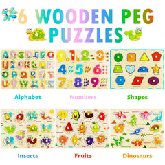 MerryPony peg puzzle shape activity engages fine motor skills with vibrant shapes.