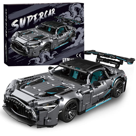 Mesiondy sports car building blocks kit cover showcases sleek design and durable construction for display.