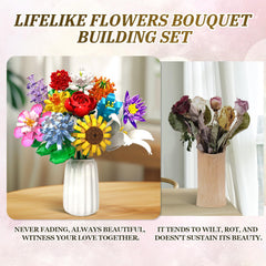 Close-up of detailed petals and stems from the mesproud bouquet kit.