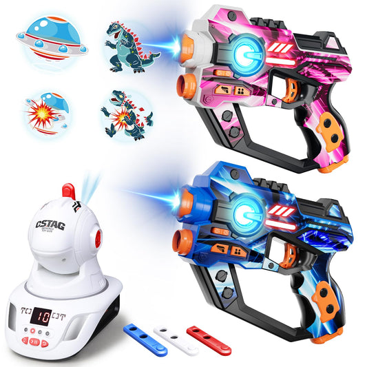 mesproud electronic tag guns projection on wall for immersive play