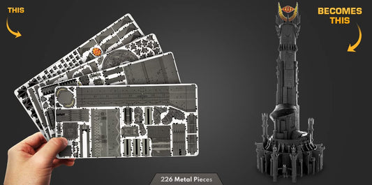 Metal Earth Barad Dur pieces ready for precise clipping and bending