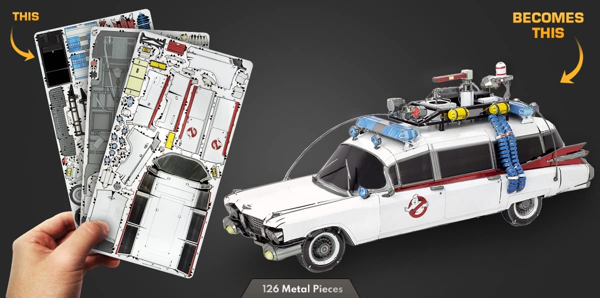 Metal Earth Ecto-1 Ghostbusters sheets feature detailed etching for accurate builds.