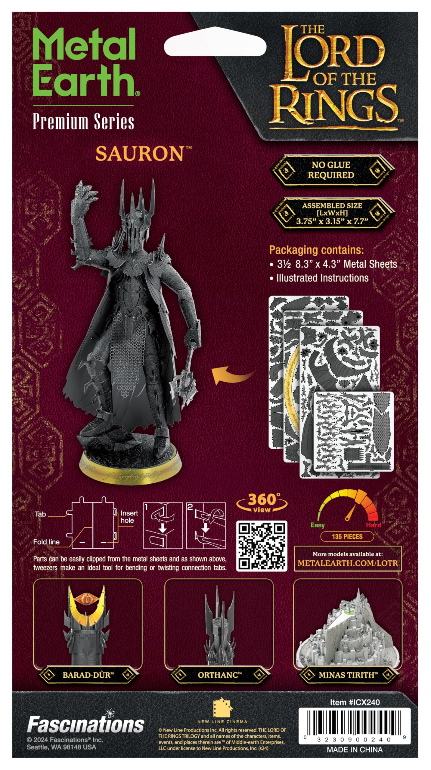 Metal Earth Sauron final model ready for shelf display and admiration.