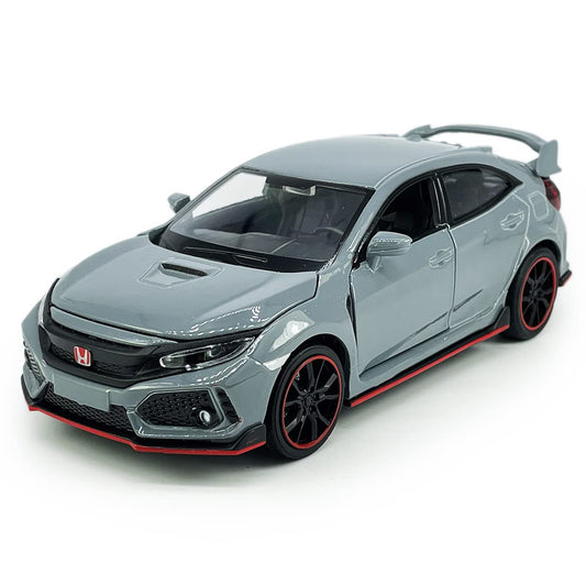Metanyl Civic Type R toy car front view in cement gray, ideal for collectors and play.