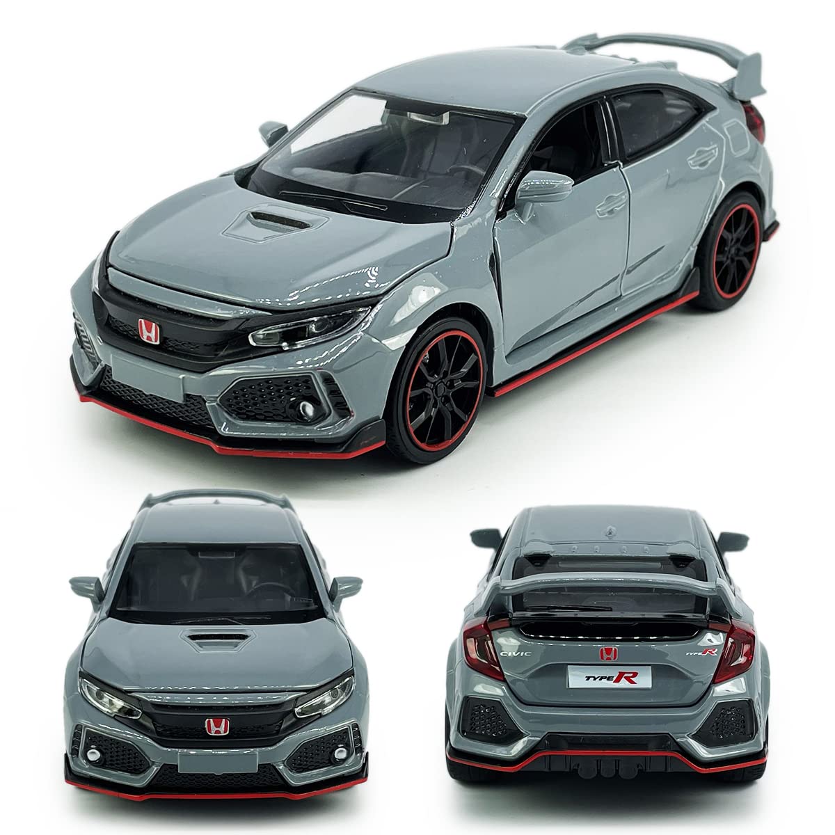 Metanyl Civic Type R toy car with hood and trunk opened, realistic mechanics.
