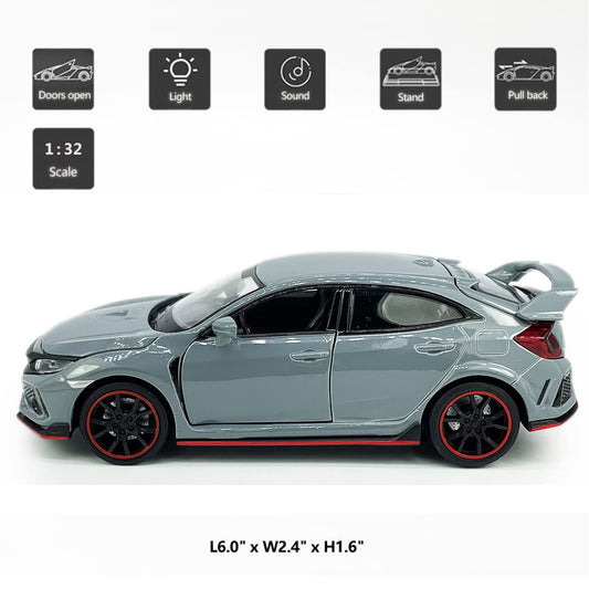 Metanyl Civic Type R toy car side view with open door, inviting imagination.