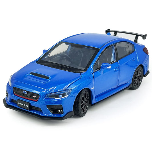 Metanyl 2016 Impreza WRX STI S207 blue diecast model viewed from the front for display