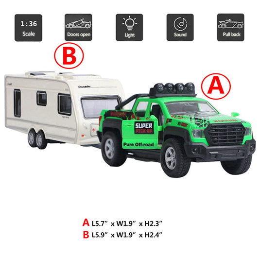 Metanyl trailer camper toy in green for imaginative trips and dockside scenes.
