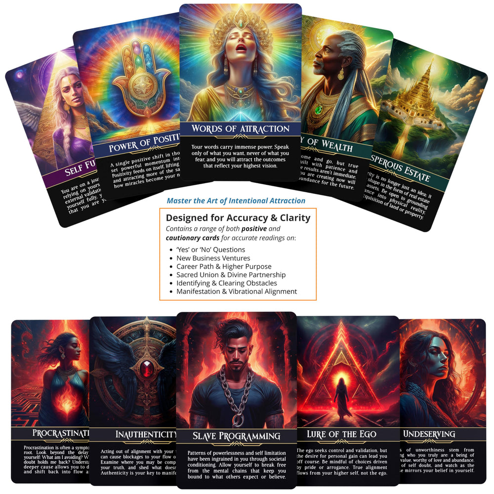 Metaphoracle Abundant Attraction black shadow cards reveal blockages or karmic patterns.