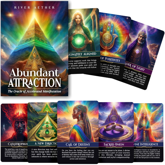 Metaphoracle Abundant Attraction deck cover in a magnetic box for easy daily practice.