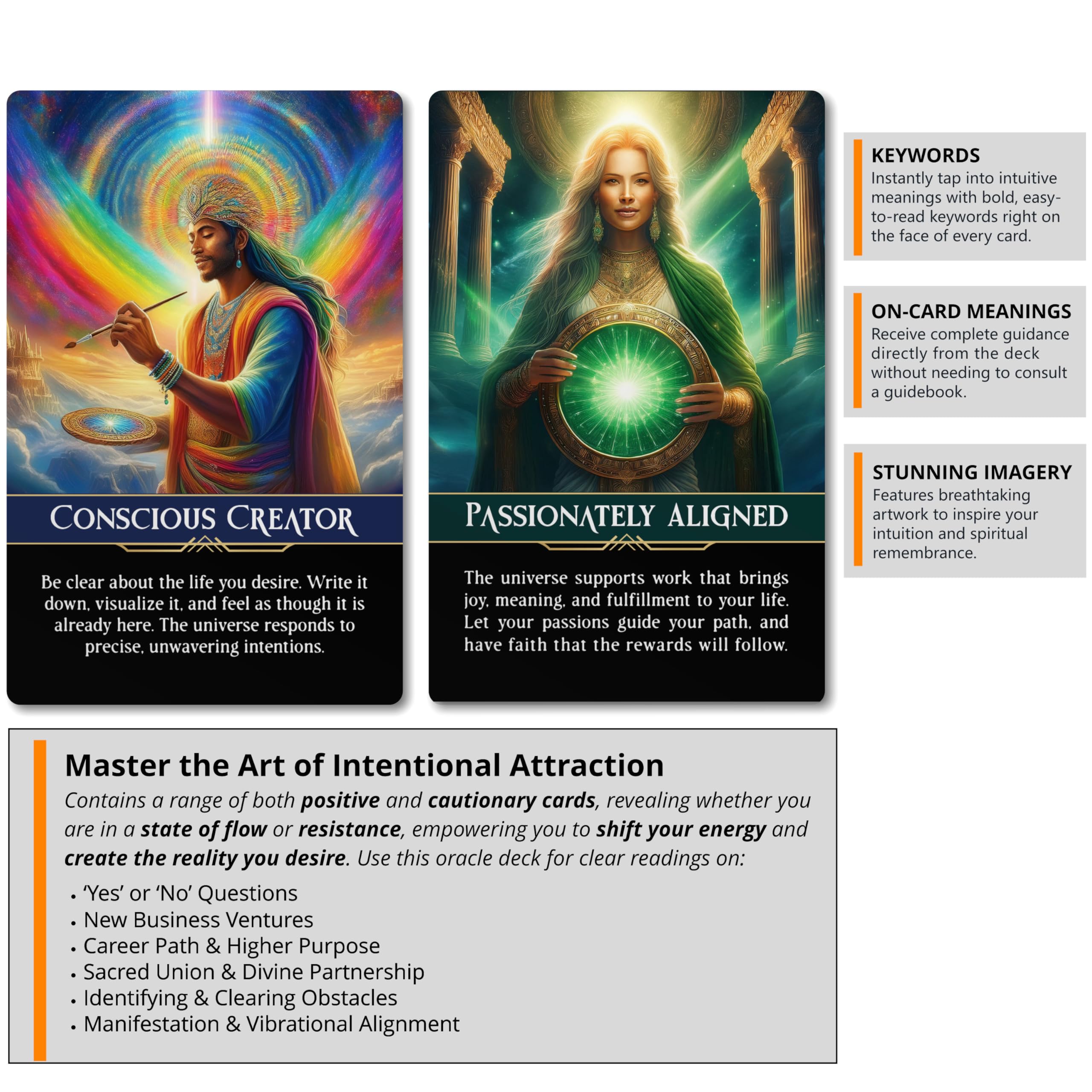 Metaphoracle Abundant Attraction green cards signaling financial gains for practical manifesting.