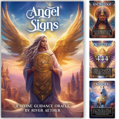 Metaphoracle Angel Signs front cover with ethereal glow for daily guidance.