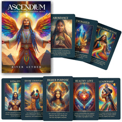 Metaphoracle Ascendium 77-card deck with vibrant visuals for daily affirmation and energy alignment.