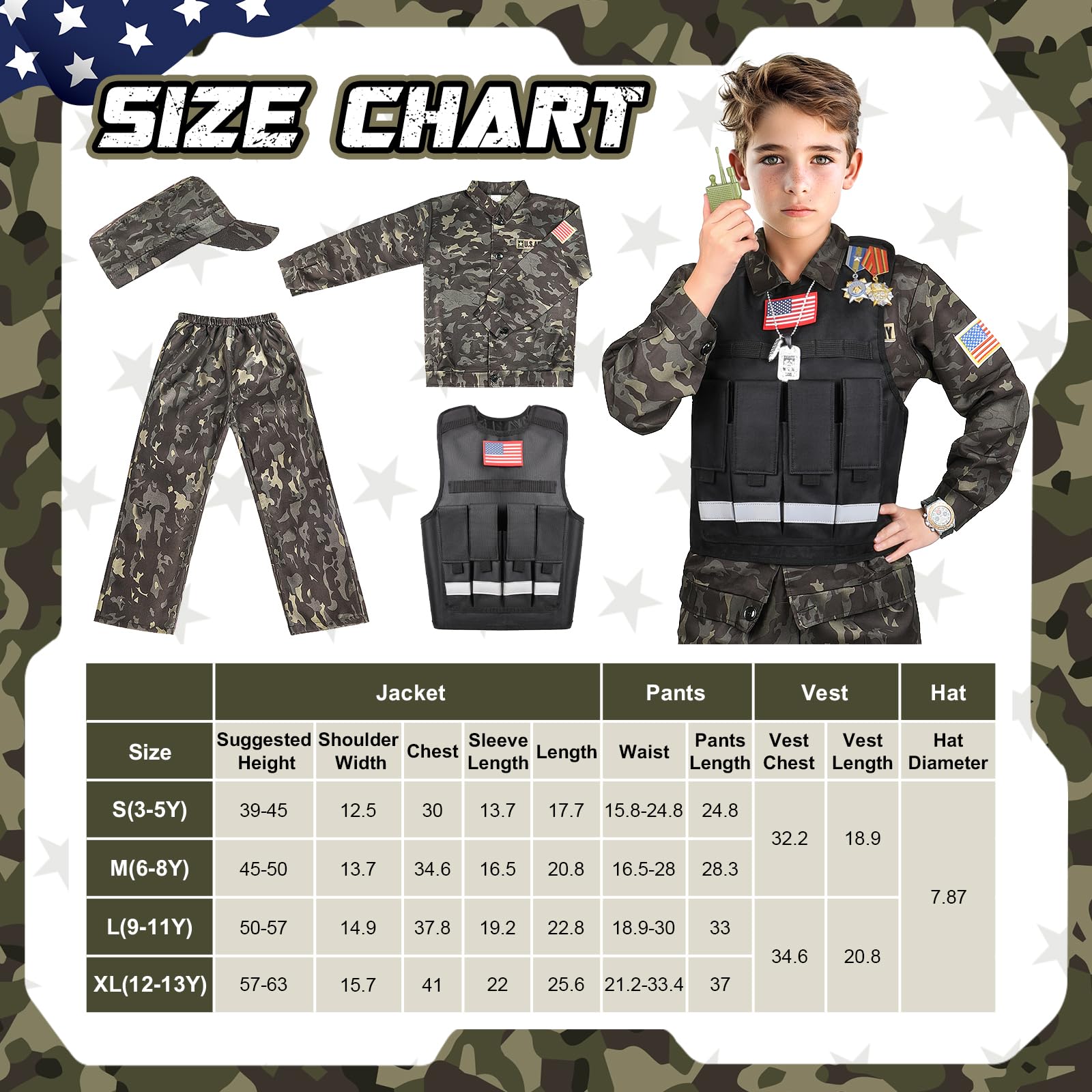 Metemot army toys set includes grenade, walkie-talkie, and more for realistic play.