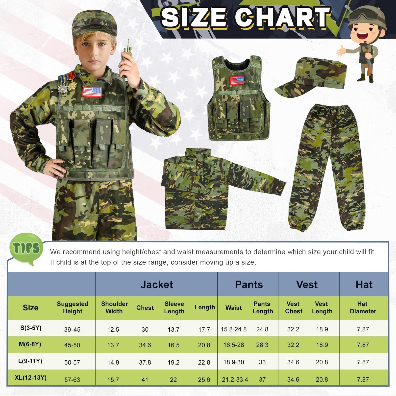 Metemot kids army costume belt secures a snug, authentic fit.