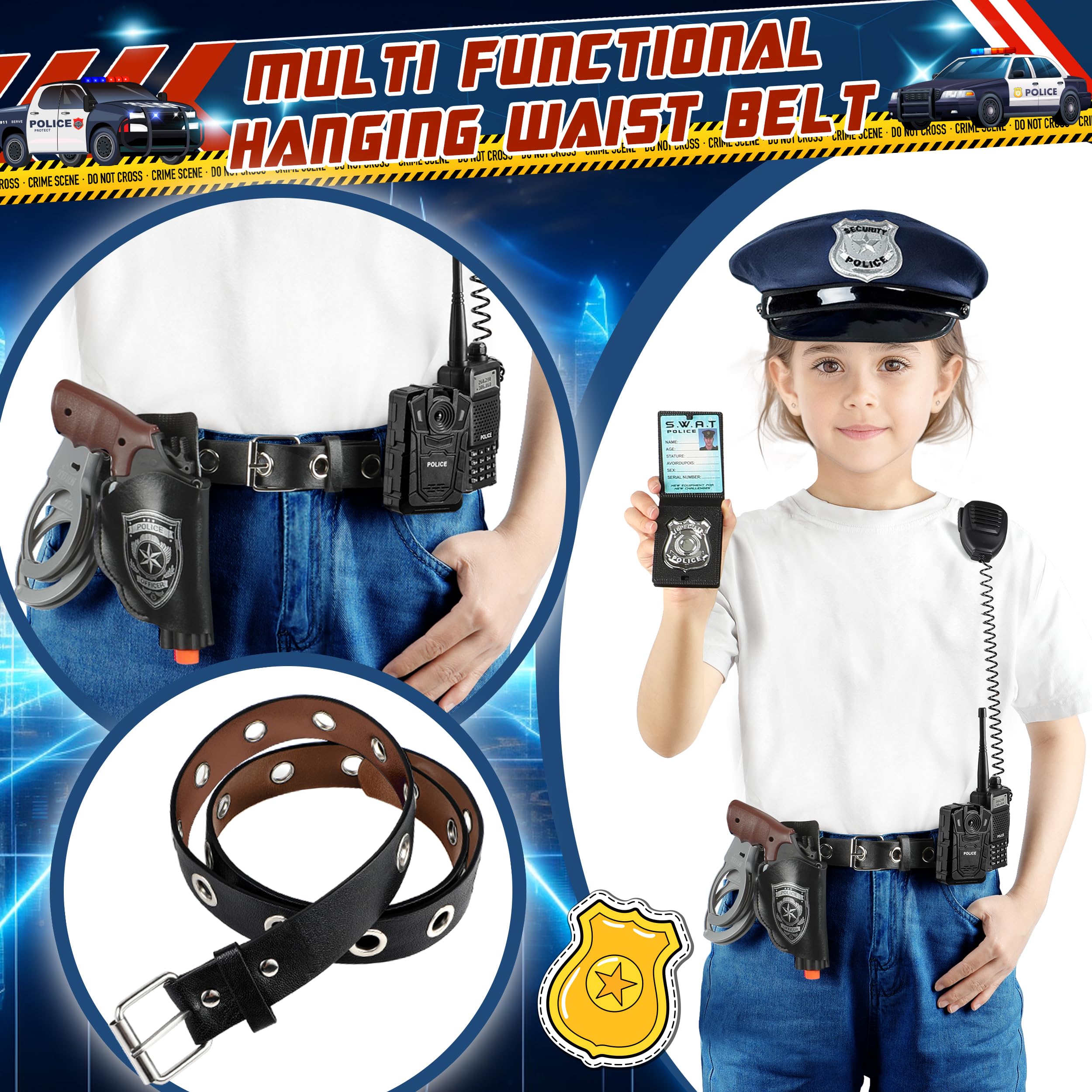 Metemot adjustable police belt for a secure, comfortable costume setup