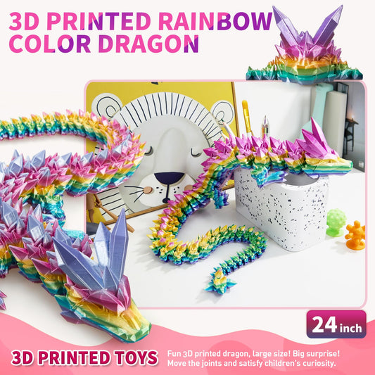 meturebear rainbow dragon 30in crystal figure showcases dynamic joints for flexible pose ideas.