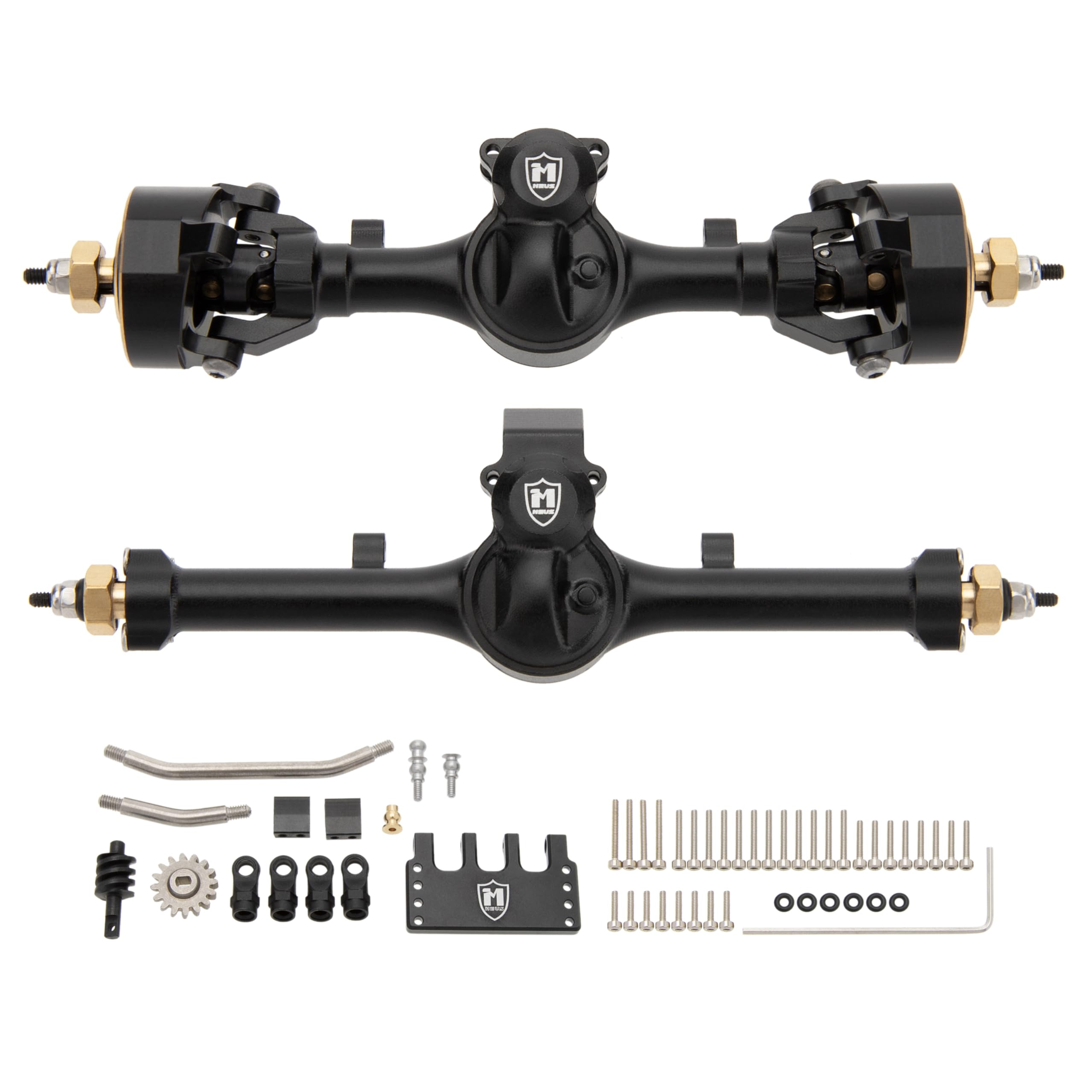 MEUS RACING front 5mm ISO V2 SCX24 axles improve steering stability on rugged terrain.